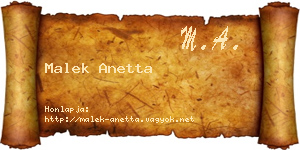 Malek Anetta névjegykártya